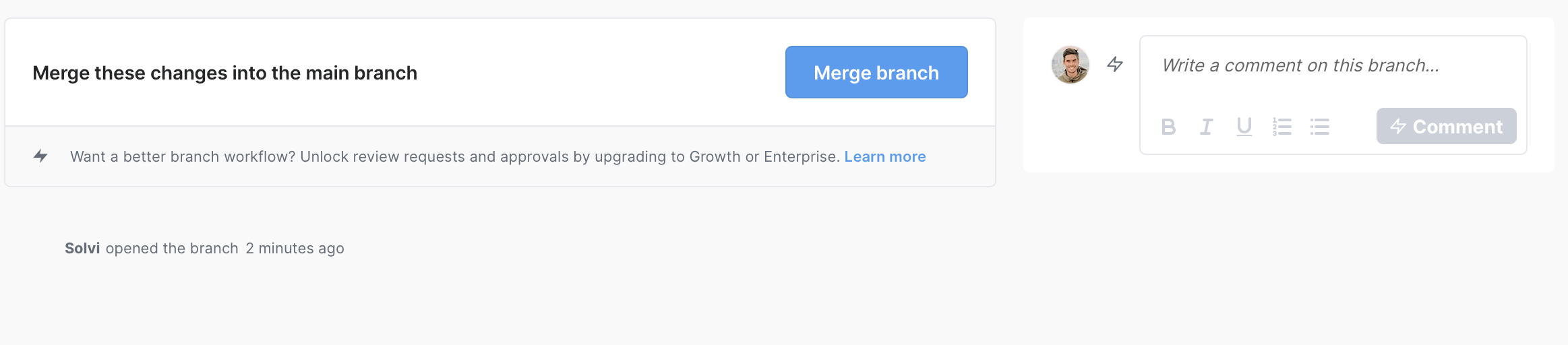 Approving a branch