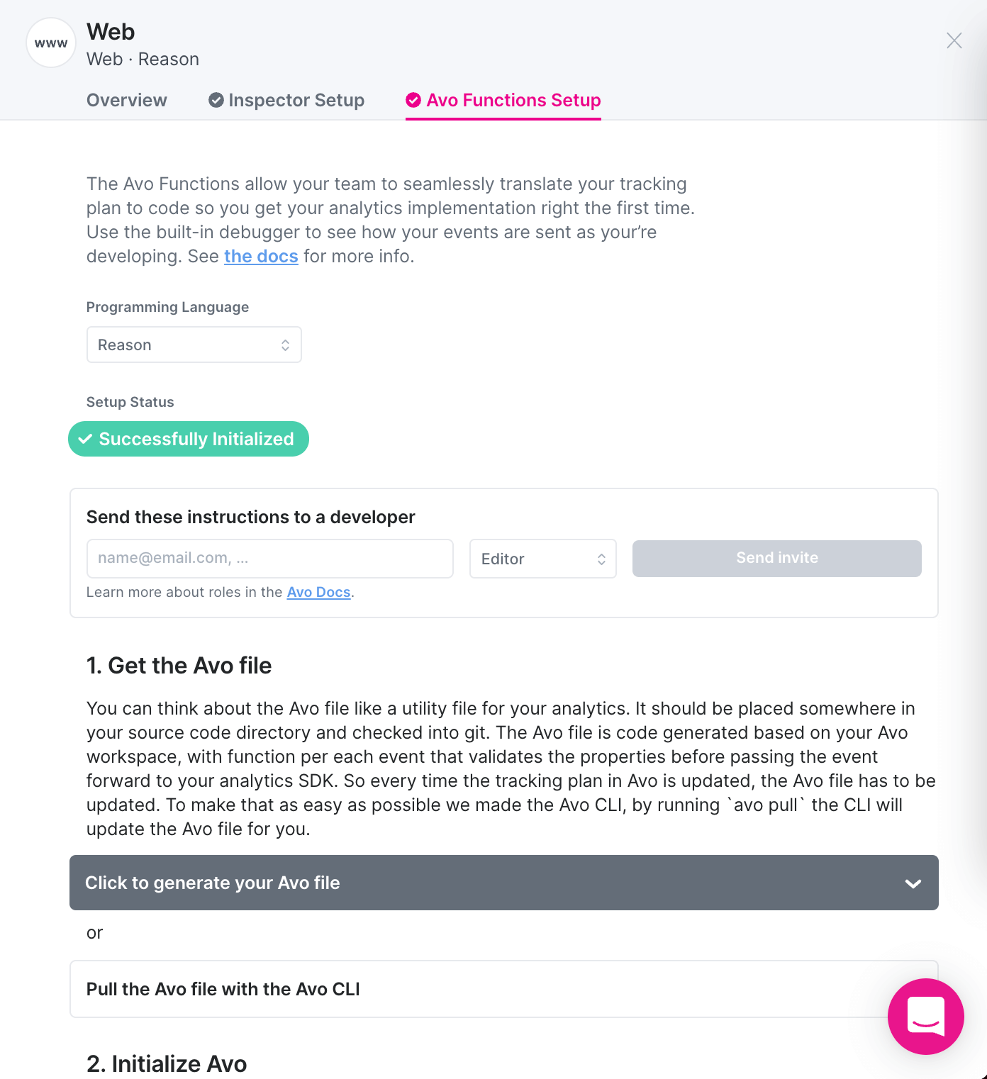 Avo Functions Setup Status